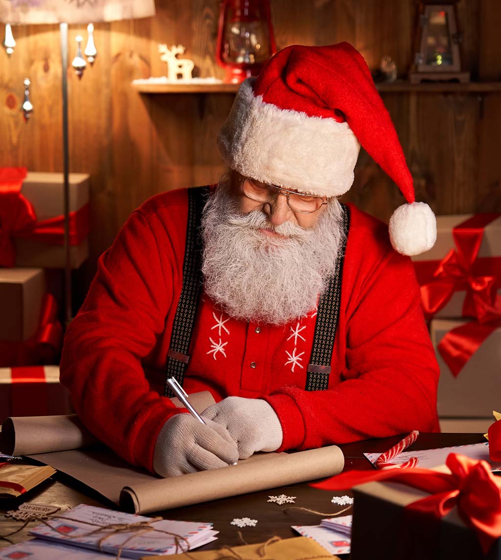 Santa Writing on Wrapping Paper